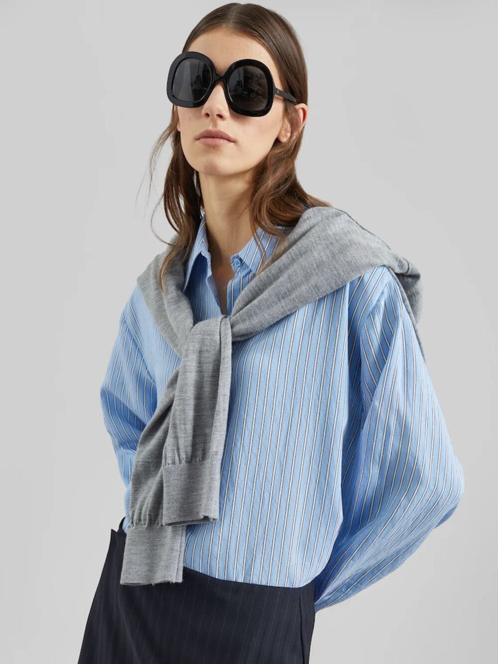 Frankie Shop Peri Fluid Shirt - Blue/White Stripe